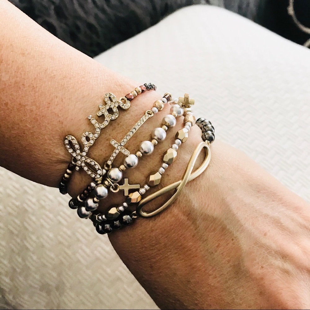 Faith Cross Infinity Bracelets Beaded Set of‎ 5
